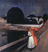 Edvard Munch girls on the jetty painting
